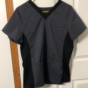 Black and gray scrub top